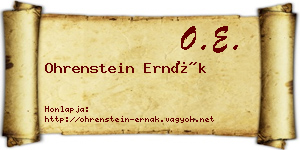 Ohrenstein Ernák névjegykártya